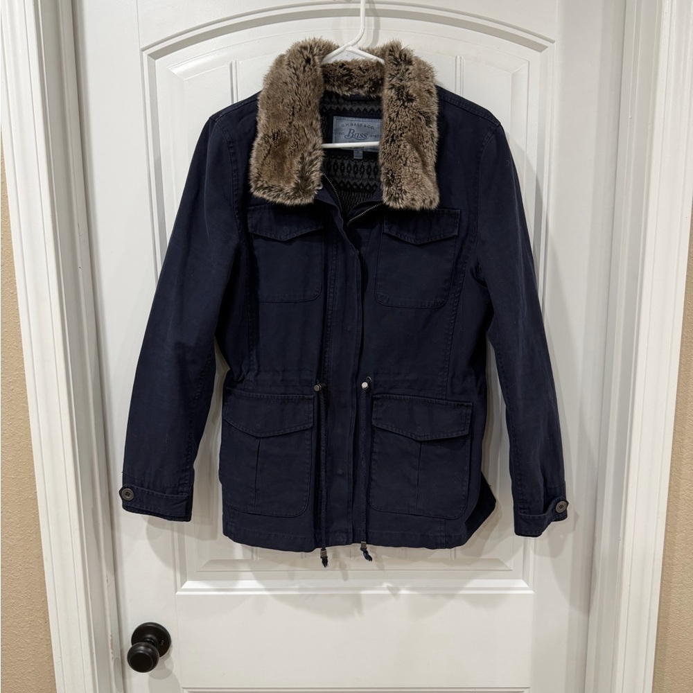 G.H. Bass & Co. Navy Blue Jacket with Faux Fur Trim